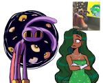  ... 1boy 1girl abstraction_(the_amazing_digital_circus) animal_ears bare_arms colored_sclera crossed_arms crossover dark-skinned_female dark_skin dress empty_eyes english_commentary furry furry_male gloves green_(m&amp;m's) green_dress hair_over_one_eye highres humanization jax_(the_amazing_digital_circus) jewelry long_hair m&amp;m's necklace ocado7 overalls pink_overalls purple_fur rabbit_boy rabbit_ears simple_background the_amazing_digital_circus watermark white_background white_gloves yellow_gloves yellow_sclera 