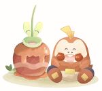  apple candy_apple closed_eyes colored_skin commentary_request dipplin fangs food fruit fuecoco green_skin highres no_humans pokemon pokemon_(creature) pokemon_focus sitting tail waltz_(wal_w_wal) white_background wyrm 