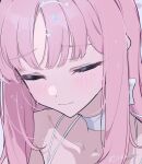  1girl absurdres bare_shoulders blue_archive blush closed_eyes closed_mouth commentary_request haku_(yanhaku) highres long_hair mika_(blue_archive) mika_(swimsuit)_(blue_archive) partial_commentary pink_hair solo 