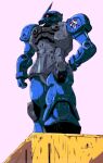  commentary_request dokite_tsukasa full_body gundam gundam_gihren_no_yabou mecha mecha_focus mobile_suit mobile_suit_gundam no_humans official_art one-eyed_mecha red_eyes robot science_fiction solo standing tagme zaku_i zaku_i_ramba_ral_custom 