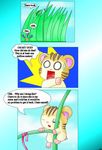  curby cute dialog english_text fur hamster hamtaro hamtaro_(series) male mammal open_mouth orange_fur outside ribbons rodent sandy shocked solo stan stan_(hamtaro) striped_fur sweat text tongue 