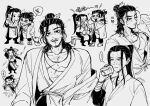  ... 2boys alcohol all_wishes_come_true! arm_wrap artist_name bare_pectorals blush boots chibi chibi_inset chinese_clothes chinese_commentary chinese_text closed_eyes closed_mouth coat collarbone commentary_request cup drinking drunk facial_hair gourd greyscale hair_bun hair_ornament hair_ribbon half_updo hand_fan hanfu hat high_ponytail highres holding holding_cup holding_fan holding_gourd jewelry large_pectorals leaf_fan leaf_hair_ornament long_hair long_sleeves looking_at_viewer lv_dongbin_(all_wishes_come_true!) male_focus monochrome multiple_boys multiple_views mustache_stubble necklace nipples nlwgj open_clothes open_coat open_mouth open_robe pants parted_lips pectoral_cleavage pectorals ponytail ribbon robe sandals sash simple_background single_hair_bun sitting smile speech_bubble spoken_ellipsis squeans standing stubble sweat wet_face wide_sleeves yaoi zhongli_quan_(all_wishes_come_true!) 