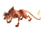  3d animal body_markings claws facial_mark feather_hair_ornament feathers final_fantasy final_fantasy_vii final_fantasy_vii_remake final_fantasy_vii_revelation fire flame-tipped_tail full_body gold_bangle hair_ornament highres looking_at_viewer no_humans official_art red_hair red_xiii sidelocks slit_pupils solo standing tail transparent_background white_background yellow_eyes 