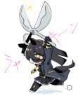  1girl abeyaki absurdres ahoge animal_ears black_pantyhose black_skirt black_vest blunt_ends chibi chibi_only collared_shirt commentary_request hair_between_eyes hem_peeking_out highres holding holding_scissors horse_ears horse_girl horse_tail long_hair long_hair_between_eyes manhattan_cafe_(creeping_shadow)_(umamusume) manhattan_cafe_(umamusume) multicolored_hair necktie oversized_object pantyhose pleated_skirt scissors shears shirt simple_background skirt solo tail umamusume very_long_hair vest white_background white_hair white_shirt yellow_necktie 