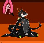  anthro blush buttplug cage chastity_(disambiguation) chastity_device collar hi_res kronas male rubber sergal sex_toy solo 