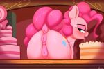 2020 animal_genitalia animal_pussy anus blush bodily_fluids butt cake clitoral_winking clitoris cutie_mark digital_media_(artwork) drooling earth_pony equid equine equine_pussy female feral food friendship_is_magic genital_fluids genitals half-closed_eyes hasbro hi_res horse looking_at_viewer looking_back mammal my_little_pony narrowed_eyes open_mouth pinkie_pie_(mlp) pony presenting presenting_anus presenting_hindquarters presenting_pussy pussy pussy_juice raised_tail rear_view saliva solo welost 