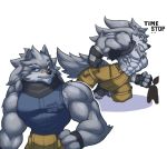  abs anthro biceps canid canine canis clothing digital_media_(artwork) fur grey_body grey_fur hair male mammal muscular muscular_anthro muscular_male pecs shred simple_background wolf wolfmalro 