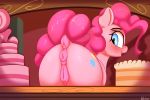  2020 animal_genitalia animal_pussy anus blush butt cake cutie_mark digital_media_(artwork) earth_pony equid equine equine_pussy eyebrows eyelashes female feral food friendship_is_magic genitals hasbro hi_res horse looking_at_viewer looking_back mammal my_little_pony open_mouth pinkie_pie_(mlp) pony presenting presenting_anus presenting_hindquarters presenting_pussy pussy raised_tail rear_view solo welost 