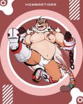  2020 4:5 absurd_res anthro belly bulge clothing eruprior felid hi_res hombretigre humanoid_hands male mammal moobs nipples overweight overweight_anthro overweight_male pantherine solo text tiger tokyo_afterschool_summoners underwear video_games 