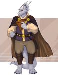  2020 4_toes 5_fingers anthro blue_eyes clothed clothing digital_media_(artwork) dragon fingers firetally grey_body grey_scales hi_res horn male scales smile solo toes wingless_dragon 