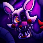  1:1 2020 alternate_version_at_source ambiguous_gender animatronic anthro black_nose black_sclera canid canine eyelashes five_nights_at_freddy&#039;s five_nights_at_freddy&#039;s_2 fox half-closed_eyes hi_res jendra82 lipstick machine makeup mammal mangle_(fnaf) narrowed_eyes open_mouth pink_body pink_inner_ear red_cheeks robot sharp_teeth solo teeth video_games white_body 