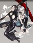  1boy 1girl bandages black_hair fingerless_gloves gloves guilty_gear kaine_(nier) kyo_niku nier nier_(series) red_eyes scythe sword testament_(guilty_gear) weapon white_hair yellow_eyes 