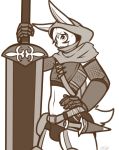  anthro black_and_white day-t girly hi_res lagomorph leporid male mammal medieval_fantasy melee_weapon monochrome nero_lucia rabbit solo sword weapon 