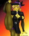  absurd_res anthro avian bird chica_(fnaf) chicken clothing costume discordmelody female five_nights_at_freddy&#039;s galliform gallus_(genus) halloween hi_res holidays magic_user panties phasianid solo spread_legs spreading thigh_stockings underwear video_games witch 