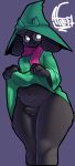  alwaysfaceleft anthro black_body black_fur bottomless bottomwear breasts claws clothed clothing clothing_lift crossgender deltarune english_text female front_view fur hat headgear headwear hi_res horn humanoid looking_at_viewer mtf_crossgender navel portrait presenting presenting_crotch ralsei robe robe_lift scarf signature solo standing text thick_thighs three-quarter_portrait three-quarter_view video_games wide_hips witch_hat 