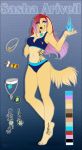  anthro ariveil bikini bird_dog breasts brown_body brown_fur canid canine canis claws clothing domestic_dog ear_piercing ear_ring female fire fluffy fluffy_tail fur hair hi_res hunting_dog mammal model_sheet multicolored_hair open_mouth open_smile piercing pink_hair red_hair retriever simple_background smile solo swimwear tattoo two_tone_hair 