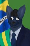  anthro blue_body blue_fur brasil brazil canid derp_eyes flag fur khino male mammal president 