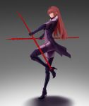  1960298964 1girl absurdres fate/grand_order fate_(series) gae_bolg highres long_hair polearm red_eyes scathach_(fate)_(all) scathach_(fate/grand_order) spear weapon 