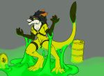  absurd_res dripping genitals glowing hazard hi_res kronas penis radioactive rubber sergal slime thenegative 