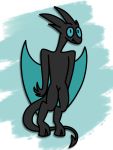 anonymous_artist black_body black_skin demon fan_character hi_res horn male satina_wants_a_glass_of_water solo solo_focus steel_crescent wings 