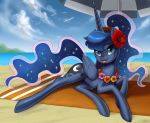  &lt;3 &lt;3_eyes beach blep equid female feral friendship_is_magic hasbro hi_res horn john_joseco mammal my_little_pony on_towel princess_luna_(mlp) seaside solo tongue tongue_out towel winged_unicorn wings 