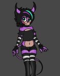  ashley_rosechu clothing female green_eyes navel purple_body rosechu_(species) rosechuhorrors solo sonic_the_hedgehog_(series) sonichu_(series) ventral_groove 