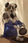  2020 5_fingers anthro blue_eyes breasts canid canine canis clothed clothing digital_media_(artwork) domestic_dog eyebrows eyelashes female fingers hair hi_res honovy mammal smile solo standing white_hair 