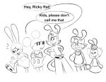  animaniacs anthro bottomless bottomwear clothed clothing crossover dialogue digital_media_(artwork) disney dot_warner english_text eyes_closed female flower gloves group handwear hat headgear headwear hurtingwabbits inkblot lagomorph leporid low_res male mammal mickey_mouse monochrome mouse murid murine open_mouth oswald_the_lucky_rabbit plant rabbit rodent simple_background smile text tongue tongue_out toony wakko_warner warner_brothers yakko_warner young 