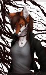  2014 anthro black_nose breasts brown_hair canid canine charm_necklace clothed clothing digital_media_(artwork) female fox fur hair hi_res jewelry lynjox lynxyjones mammal necklace orange_body orange_fur pentagram pentagram_necklace solo 