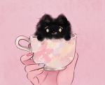  :q animal animal_focus black_cat cat chromatic_aberration cup film_grain fluffy hands hands_up holding holding_cup in_container in_cup kitten looking_at_viewer moricky multicolored multicolored_nails muted_color nail_polish original out_of_frame pink_background simple_background smile solo_focus teacup tongue tongue_out 