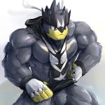  1:1 abs absurd_res anthro bandanna biceps black_body clothing hi_res hoodie kerchief legendary_pok&eacute;mon looking_down male mammal muscular muscular_anthro muscular_male nintendo pecs pok&eacute;mon pok&eacute;mon_(species) single_strike_style_urshifu solo topwear urshifu ursid video_games waddledox 