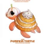  ambiguous_gender anthro brown_eyes cake cryptid-creations english_text food food_creature fruit humor plant pumpkin pun reptile scalie simple_background solo tan_body text torte turtle url visual_pun whipped_cream white_background 
