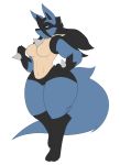  abs anthro breasts crossgender dart_(dewwydarts) dewwydarts featureless_breasts female fusion hand_on_hip huge_hips huge_thighs lucario may_(dewwydarts) muscular muscular_anthro muscular_female nintendo pok&eacute;mon pok&eacute;mon_(species) purple_eyes solo thick_thighs video_games wide_hips 