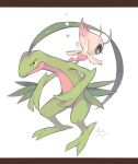  alternate_color celebi closed_mouth commentary_request gen_2_pokemon gen_3_pokemon grovyle hideko_(l33l3b) highres hunched_over looking_back mythical_pokemon no_humans pokemon pokemon_(creature) shiny_pokemon signature watermark white_background wings 