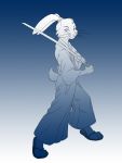  3:4 clothing lagomorph leporid looking_at_viewer male mammal mavuriku melee_weapon miyamoto_usagi rabbit samurai solo sword warrior weapon 