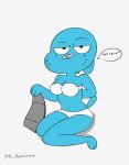  absurd_res angry anthro blue_body breasts cartoon_network clothing domestic_cat felid feline felis female hi_res looking_at_viewer mammal mr_valentine00 nicole_watterson solo the_amazing_world_of_gumball undressing 
