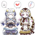  &gt;:q 2girls :q african_rock_python_(kemono_friends) arm_at_side bangs bloomers blue_hair bow bowtie brown_gloves brown_legwear capelet chabo-kun closed_eyes closed_mouth commentary_request corset cowboy_shot drawstring eyebrows_visible_through_hair facing_viewer fidgeting flying_sweatdrops frilled_hood frilled_skirt frills gloves green_skirt grey_hair hand_on_own_chin hand_up hands_up heart highres hood hood_up hooded_jacket interlocked_mars_and_venus_symbols jacket kemono_friends komodo_dragon_(kemono_friends) komodo_dragon_tail licking_lips lizard_girl lizard_tail long_sleeves looking_at_viewer mars_symbol microskirt miniskirt multicolored_hair multiple_girls own_hands_together pantyhose pleated_skirt purple_eyes purple_hair seductive_smile shared_speech_bubble side-by-side sitting sketch skirt smile snake_tail speech_bubble spoken_heart spoken_mars_symbol spoken_venus_symbol tail tongue tongue_out tsurime underwear v-shaped_eyebrows venus_symbol white_background white_gloves white_hair zipper 