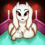  1:1 animated anthro bathtub big_breasts bovid breasts candle caprine curvaceous curvy_figure female figurine fur goat hi_res horn looking_at_viewer mammal mature_female red_eyes short_playtime slightly_chubby solo toriel undertale video_games voluptuous water wet 