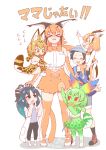  &gt;_&lt; 1boy 5girls absurdres animal_ears bag bare_shoulders black_hair black_legwear black_pants blue_eyes blue_hair blue_vest blush boots bow bucket_hat capri_pants caracal_(kemono_friends) caracal_ears caracal_girl caracal_tail cerval check_translation child coat commentary_request elbow_gloves fang feathers food gazelle_ears gazelle_horns gazelle_tail gloves green_gloves green_hair green_legwear green_skirt hair_bow hair_feathers hat hat_feather high-waist_skirt highres japari_bun kako_(kemono_friends) kemono_friends kyururu_(kemono_friends) labcoat light_brown_hair long_sleeves messenger_bag miji_doujing_daile multicolored_hair multiple_girls no_shoes open_mouth pants pantyhose pleated_skirt print_gloves print_legwear print_skirt red_eyes serval_(kemono_friends) serval_ears serval_girl serval_print serval_tail shirt short_hair short_sleeves shorts shoulder_bag sidelocks skirt sleeveless socks tail thighhighs thomson&#039;s_gazelle_(kemono_friends) translation_request vest white_coat white_shirt white_skirt yellow_eyes younger zettai_ryouiki 