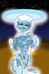  anthro breasts close_encounter clothed clothing felid feline female genitals hi_res mammal nipples pussy solo spacesuit sparkles translucent translucent_clothing undressing xanaduxxx 