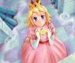  blonde_hair blue_eyes cropped crown dress elbow_gloves garun_wattanawessako gloves long_hair princess_peach stars super_mario_bros waifu2x 