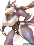  3:4 anthro big_breasts black_sclera blush breasts camel_toe capcom clothed clothing curvy_figure dual_wielding female fingers fur girlsay gloves grey_body grey_fur handwear hi_res holding_object holding_weapon huge_breasts melee_weapon monster_hunter monster_hunter_rise multicolored_body multicolored_fur palamute patreon portrait simple_background solo subscribestar text thick_thighs three-quarter_portrait two_tone_body two_tone_fur url video_games voluptuous weapon white_background white_body white_fur yellow_eyes 