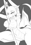  &lt;3 anthro big_breasts blush breasts clitoris dancing dragon eyelashes fangs female genitals hi_res membrane_(anatomy) membranous_wings monochrome nipples non-mammal_breasts nude pole pole_dancing pussy scalie solo wings 