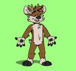  anthro barbie_doll_anatomy cervid darwin_(tinydeerguy) eyes_closed green_background hi_res male mammal simple_background solo tinydeerguy tongue_showing 