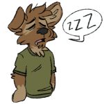  1:1 alpha_channel bodily_fluids canid canine canis clothing domestic_dog drooling eyes_closed green_clothing green_shirt green_topwear male mammal matt_riskely open_mouth saliva shirt sleeping solo sound_effects t-shirt tinydeerguy tongue_showing topwear zzz 
