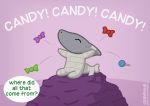  ambiguous_gender anthro candy english_text fish food halloween holidays marine mummy mummy_costume orbitalis shark simple_background solo text toilet_paper undead 