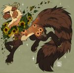  artfight flower fluffy hi_res long_tail mammal natural_tones nature plant sunflowers wreath 