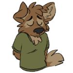  1:1 alpha_channel anthro canid canine canis clothing domestic_dog eyes_closed green_clothing green_shirt green_topwear male mammal matt_riskely sad shirt t-shirt tinydeerguy topwear 