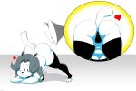  &lt;3 black_nose blush breasts butt clothed clothing female fur grey_hair hair legwear mammal mysteryfanboy91 partially_clothed presenting presenting_hindquarters tem temmie_(undertale) thong undertale underwear video_games white_body white_fur 