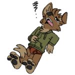  1:1 alpha_channel anthro barefoot briefs canid canine canis clothing domestic_dog green_clothing green_topwear hand_on_chest hoodie male mammal matt_riskely open_mouth red_clothing red_underwear solo teeth_showing tinydeerguy tongue tongue_out topwear underwear 